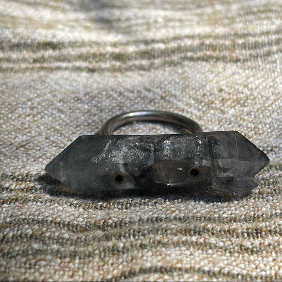 Double Terminated Rutilated Smoky Quartz Point Ring size 9 - Picture 2 of 4